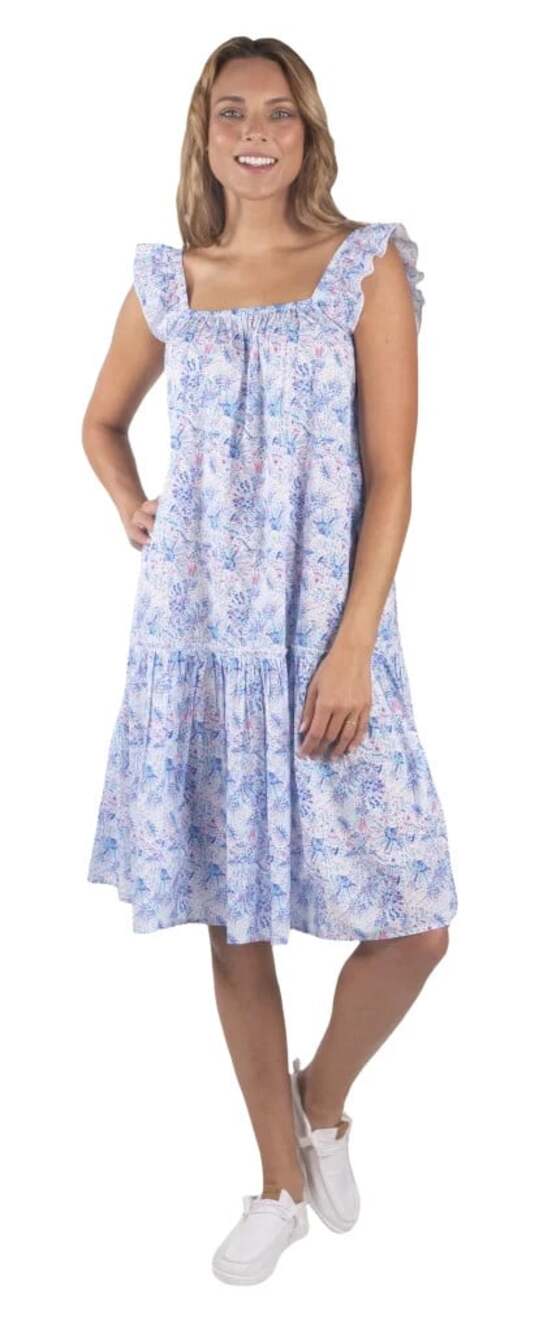 Simply Southern Women's Size Medium Confetti Drop Waist Cotton Ruffle Dress NWT